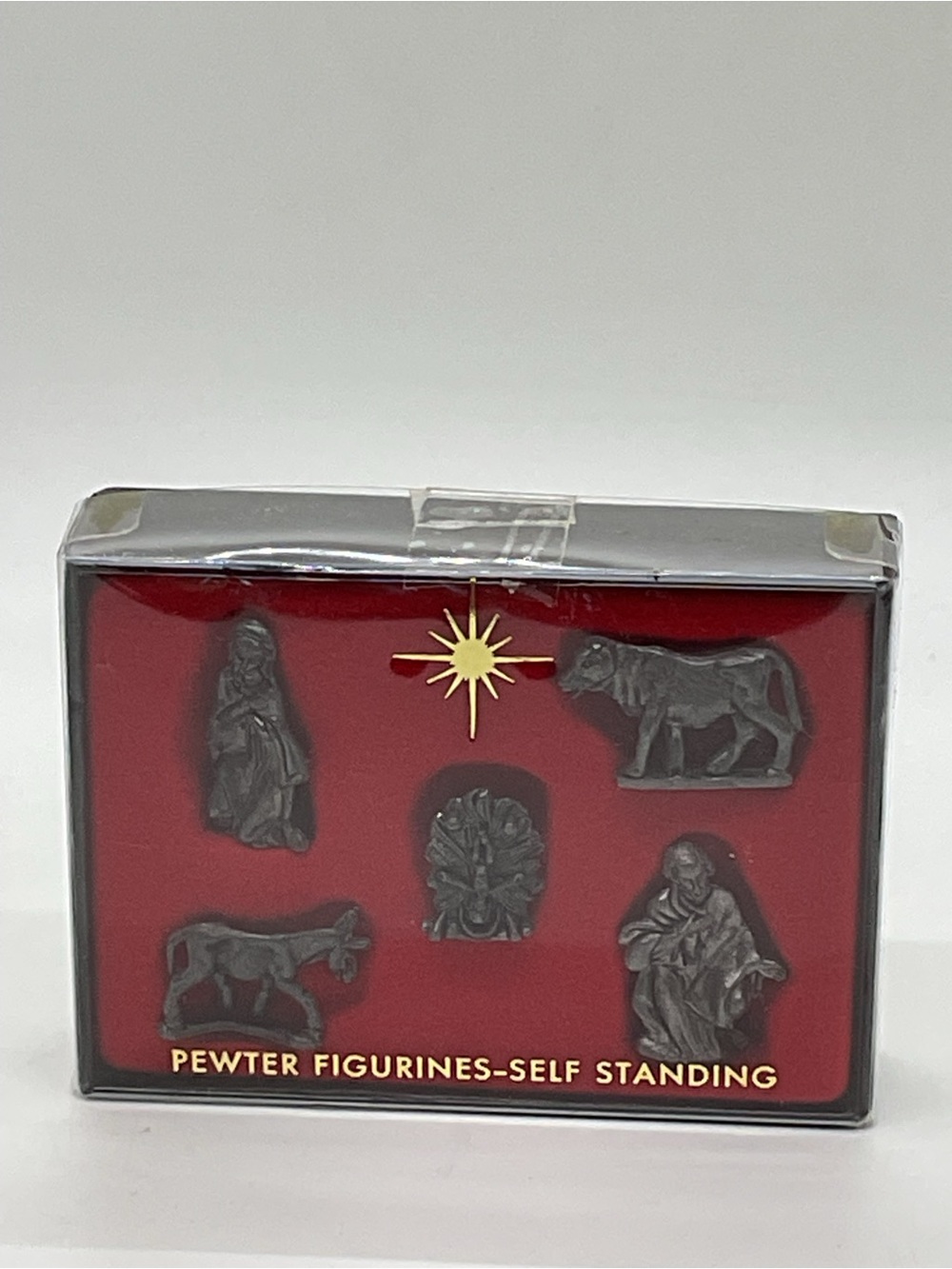 Pewter Nativity Figurine Set - Red